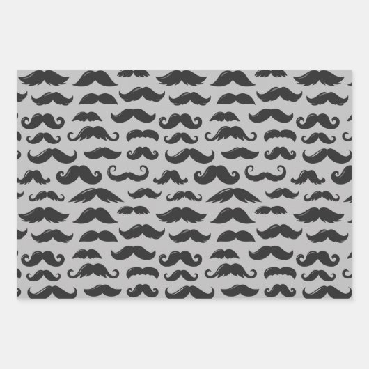 Mustache Mania Geschenkpapier Set (Vorderseite)