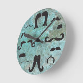 Mustache Mania Turquoise Wall Clock Runde Wanduhr (Winkel)
