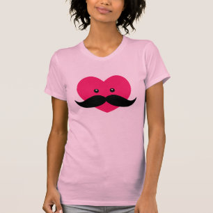 Mustache mit niedlich rosa Herz T-Shirt