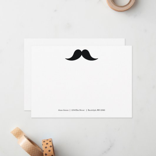 Mustache Mitteilungskarten (Vorderseite/Rückseite Beispiel)
