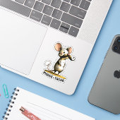 Mustache Mouse - Punny Cartoon Sticker (Laptop mit iPhone)