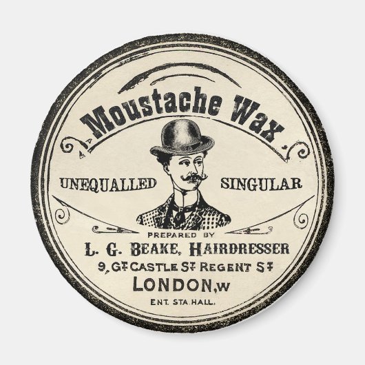 Mustache Mustach Wax Vintag Magnet (Vorne)
