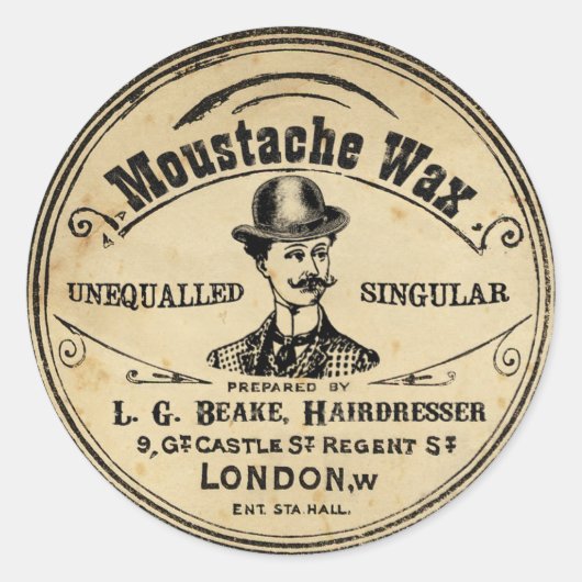 Mustache Mustache Wax Stickers Vintag Style (Vorderseite)