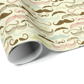 Mustache-Muster, Retro-Stil 4 Geschenkpapier (Rolleneckpunkt)