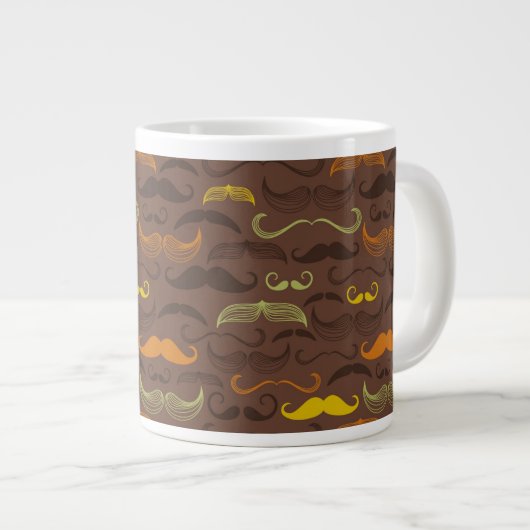 Mustache-Muster, Retro-Stil 5 Jumbo-Tasse (Vorderseite Rechts)