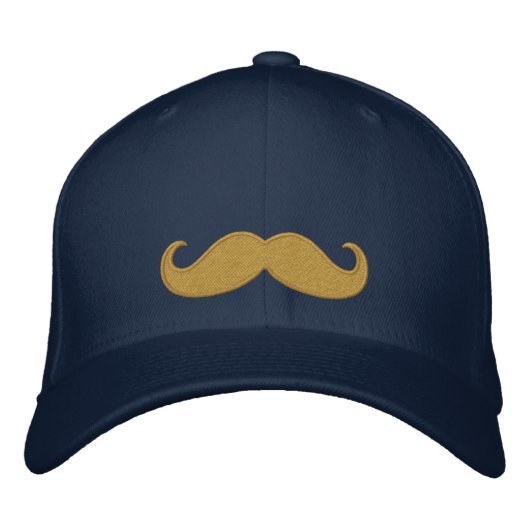 Mustache Navy Bestickte Kappe (Vorderseite)