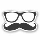 Mustache Nerd Contut Cut Aufkleber (Vorderseite)
