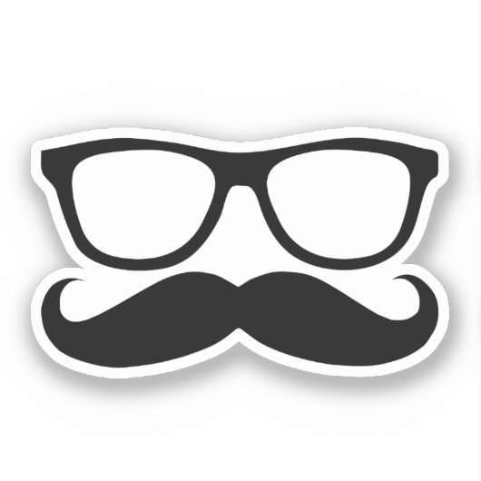 Mustache Nerd Contut Cut Aufkleber (Vorderseite)