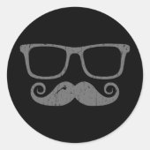Mustache Nerd Glass Runder Aufkleber (Vorderseite)