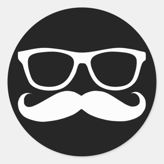 Mustache Nerd Runder Aufkleber (Vorderseite)