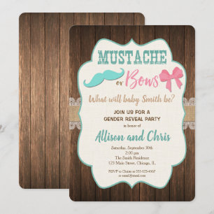 Mustache oder Bögen Geschlecht offenbaren Einladun Einladung