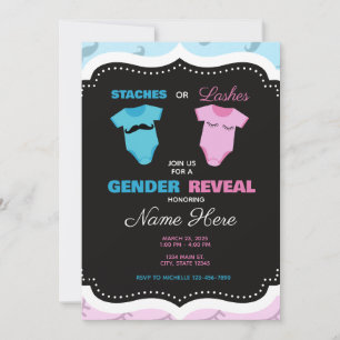 Mustache oder Eyelashes Pink Blue Gender Reveal Einladung