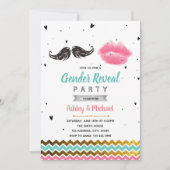 Mustache oder Lippengeschlecht zeigen Party Einlad Einladung (Vorderseite)