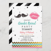 Mustache oder Lippengeschlecht zeigen Party Einlad Einladung (Vorne/Hinten)