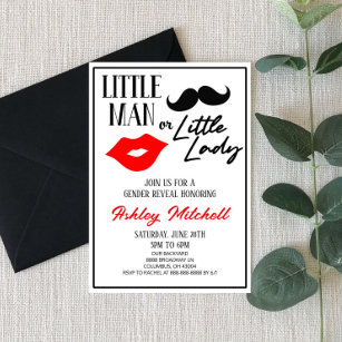Mustache oder Lipstick Lady oder Man Gender Reveal Einladung