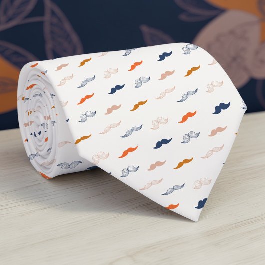 Mustache on Beige Necktie Tie Krawatte