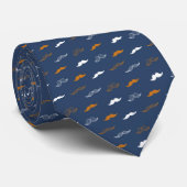 Mustache on Navy Blue Necktie Tie Krawatte (Gerollt)