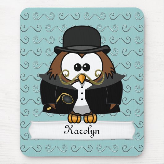 Mustache Owl Mousepad (Vorne)