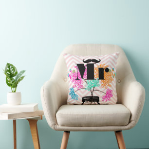 Mustache Pale Pink Zig Zag Mason Jar Kissen