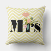 Mustache Pale Yellow White Aquamarin Zig Zag Kissen (Vorderseite)