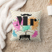 Mustache Pale Yellow Zig Zag Mason Jar Kissen (Decke)