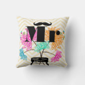 Mustache Pale Yellow Zig Zag Mason Jar Kissen (Rückseite)