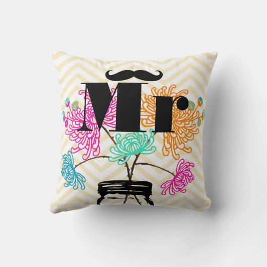 Mustache Pale Yellow Zig Zag Mason Jar Kissen (Rückseite)