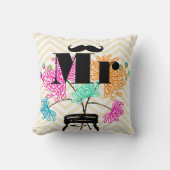 Mustache Pale Yellow Zig Zag Mason Jar Kissen (Vorderseite)