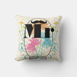 Mustache Pale Yellow Zig Zag Mason Jar Kissen