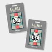 Mustache Panda Hall Pass Abzeichen Ausweis (Vorder- & Rückseite)