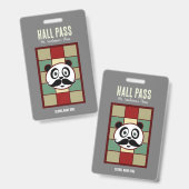 Mustache Panda Hall Pass Abzeichen Ausweis (Vorder- & Rückseite)