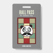 Mustache Panda Hall Pass Abzeichen Ausweis (Rückseite)