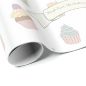 Mustache Pastel Personalisiert Cupcake Muster Geschenkpapier (Rolleneckpunkt)