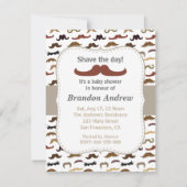 Mustache Pattern Boy Baby Dusche Party Einladung (Vorderseite)