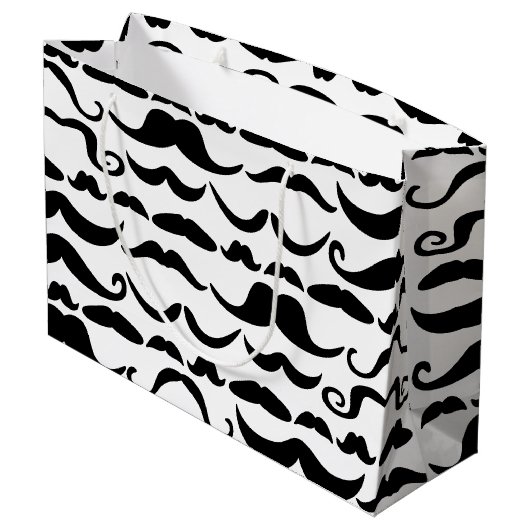 Mustache Pattern Große Geschenktüte (Rückseite Schrägansicht)