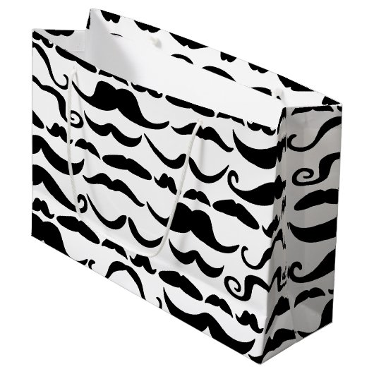 Mustache Pattern Große Geschenktüte (Vorderseite Schrägansicht)