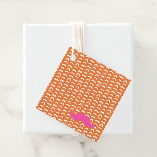 Mustache Pattern Preppy Orange Pink farbenfroher S Geschenkanhänger (Beispiel)