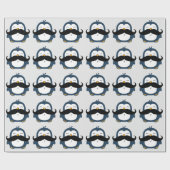Mustache Penguin Cartoon Geschenkpapier (Flach)