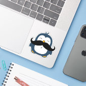 Mustache Penguin Contour Cut Aufkleber (Laptop mit iPhone)