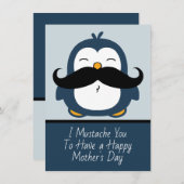 Mustache Penguin Happy Mother Day Card (Vorne/Hinten)