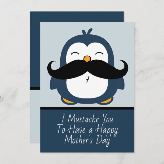 Mustache Penguin Happy Mother Day Card (Vorne/Hinten)