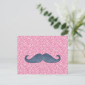 MUSTACHE PINK GLITZER FOTO POSTKARTE (Stehend Vorderseite)
