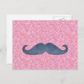 MUSTACHE PINK GLITZER FOTO POSTKARTE (Vorne/Hinten)