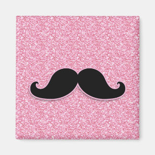 MUSTACHE-PINK-GLITZER MIT MUSTACHSCHWARZ MAGNET