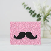 MUSTACHE-PINK-GLITZER MIT MUSTACHSCHWARZ POSTKARTE (Stehend Vorderseite)