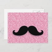 MUSTACHE-PINK-GLITZER MIT MUSTACHSCHWARZ POSTKARTE (Vorne/Hinten)