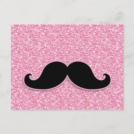 MUSTACHE-PINK-GLITZER MIT MUSTACHSCHWARZ POSTKARTE (Vorderseite)