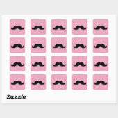 MUSTACHE-PINK-GLITZER MIT MUSTACHSCHWARZ QUADRATISCHER AUFKLEBER (Blatt)