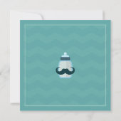 Mustache Polka Dot Aquamarine Babydusche Einladung (Rückseite)