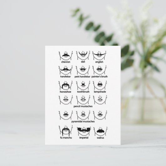 Mustache Postkarte (Stehend Vorderseite)